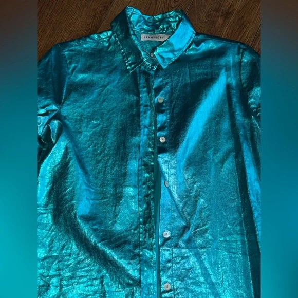 Lanhtropy San Marino Teal Button-Up Shirt - Picture 2 of 4